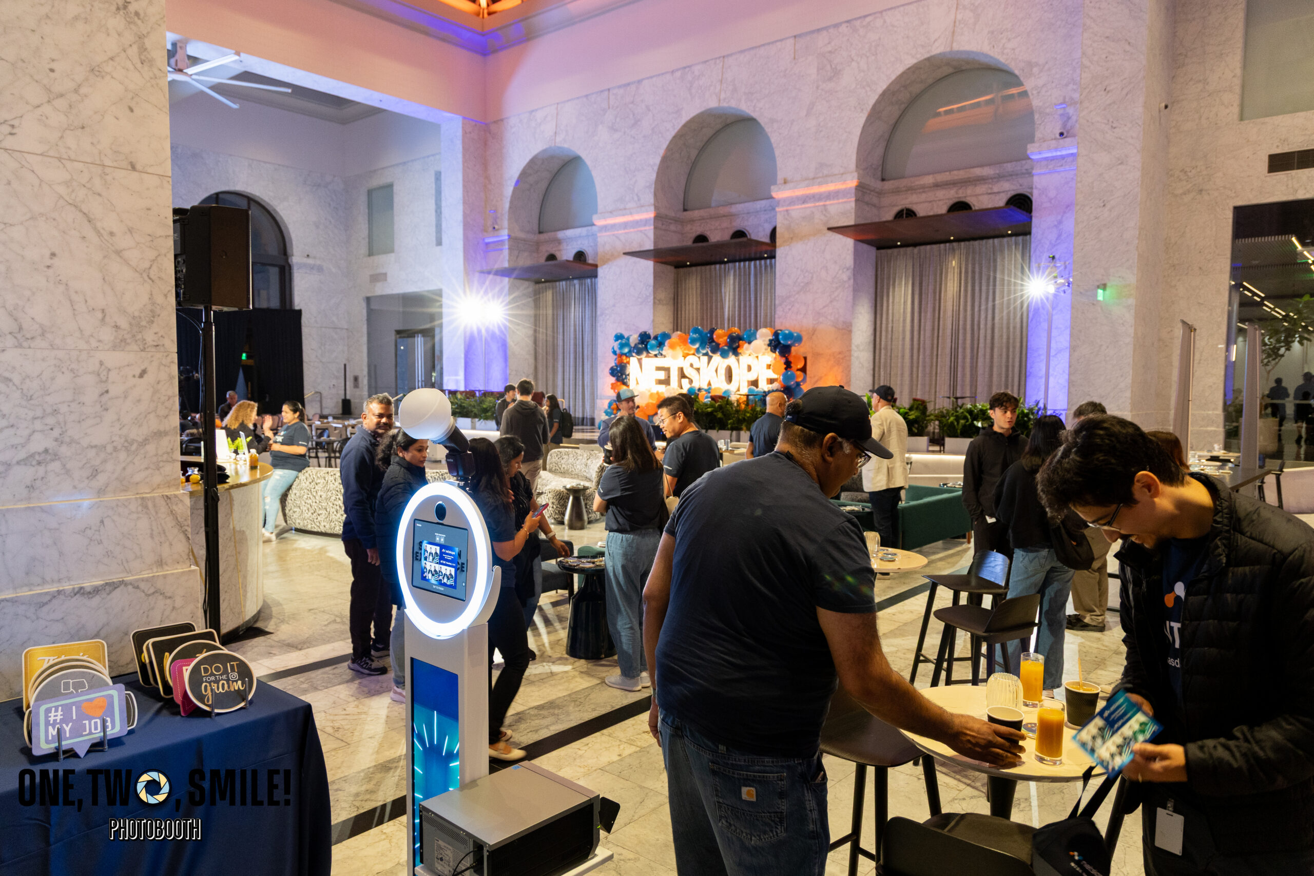 Event space with people mingling.