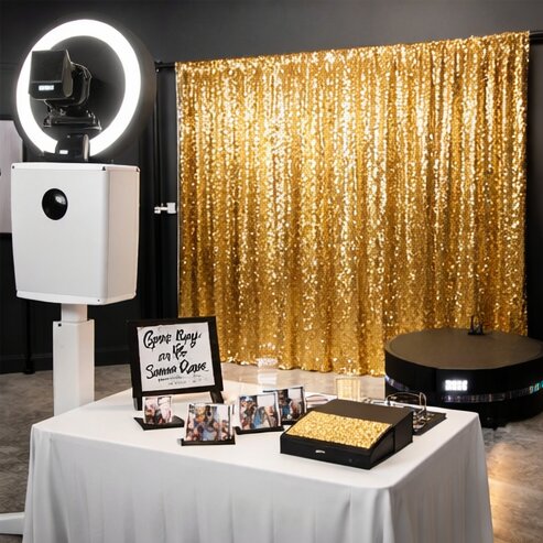 Glam Photo Booth Rental setup with white booth, ring light, and gold sequin backdrop ready for wedding guests photo booth rental photo booth photo booth photobooth photo booths photo booth photo booth photo booth photobooth photo booth photo booth photo booth photo booth rental photo booth photobooth photo booth photo booth photo booth photo booth photobooth