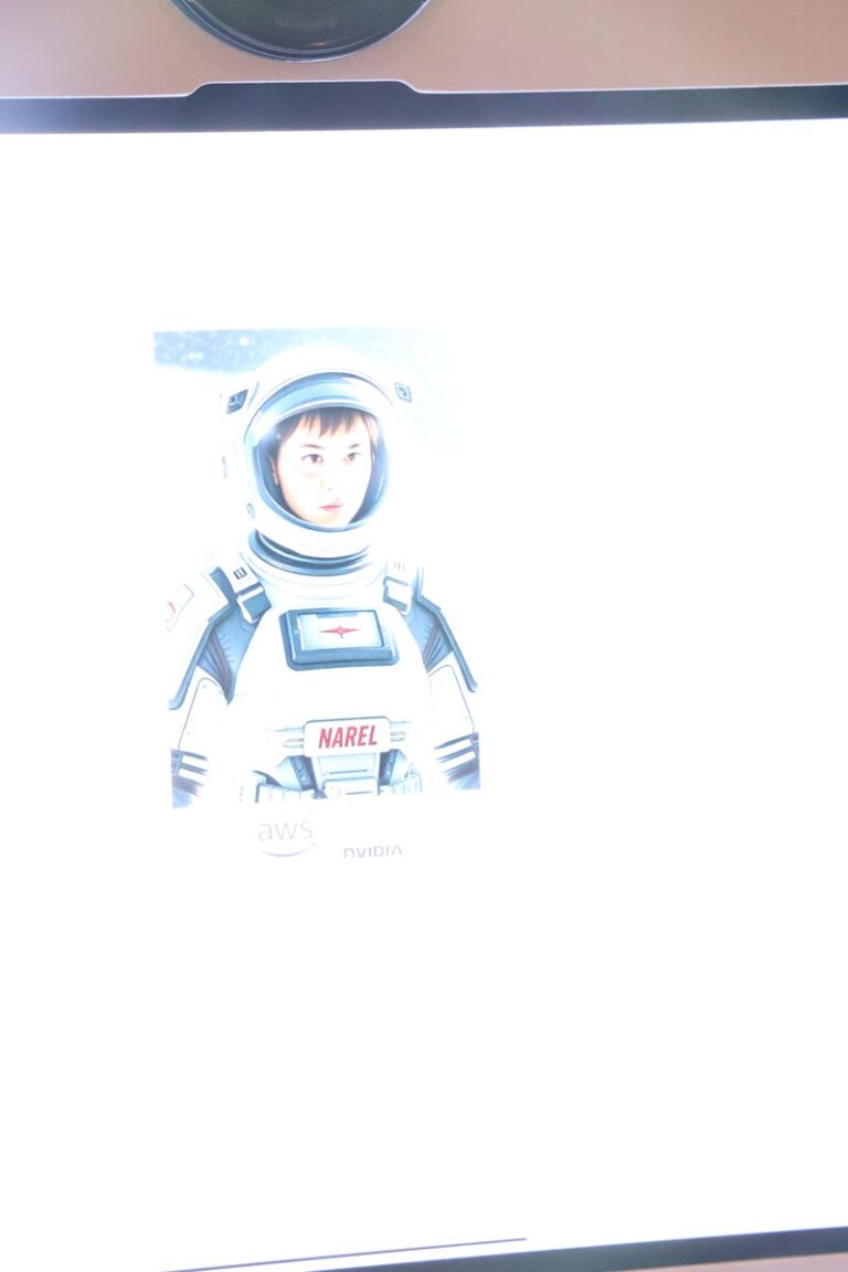 Miami Photo Booth Rental 1 An astronaut-style AI portrait is displayed on the booth screen.