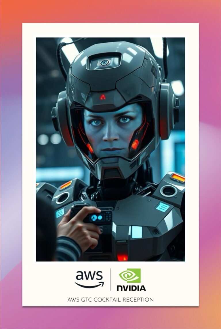 Atlanta Photo Booth Rental 1 AI portrait of a futuristic armored character on a branded poster.