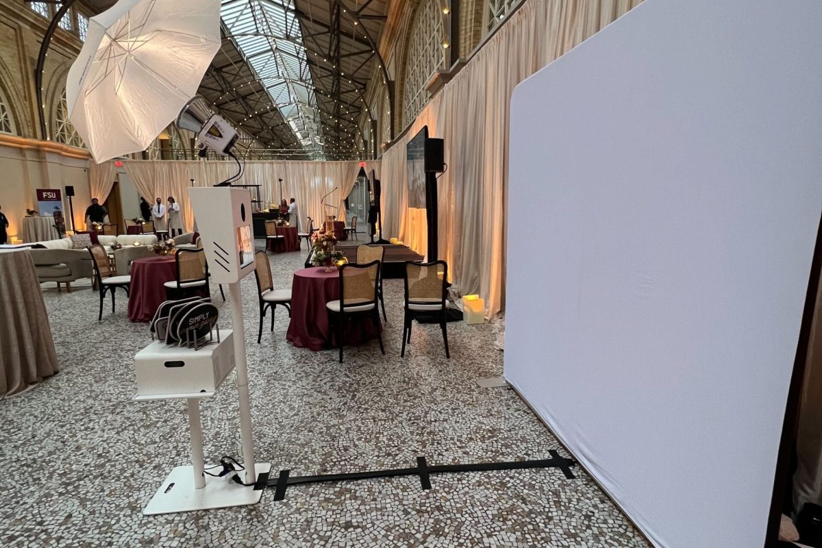 professional camera and studio lighting used for a Glam Photo Booth